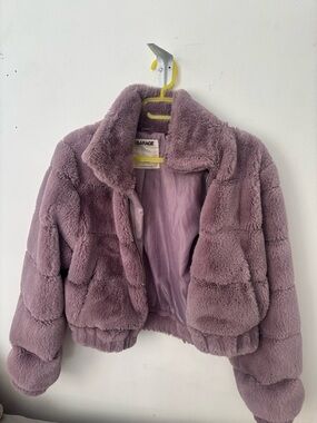 Garage Lavender Plush Faux-Fur Puffer Jacket